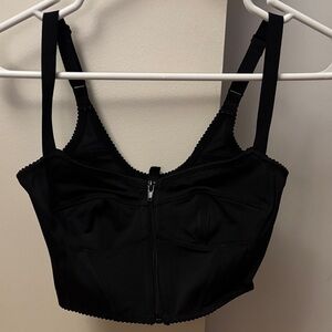 SKIMS Black Front-Zip Longline Bra Top